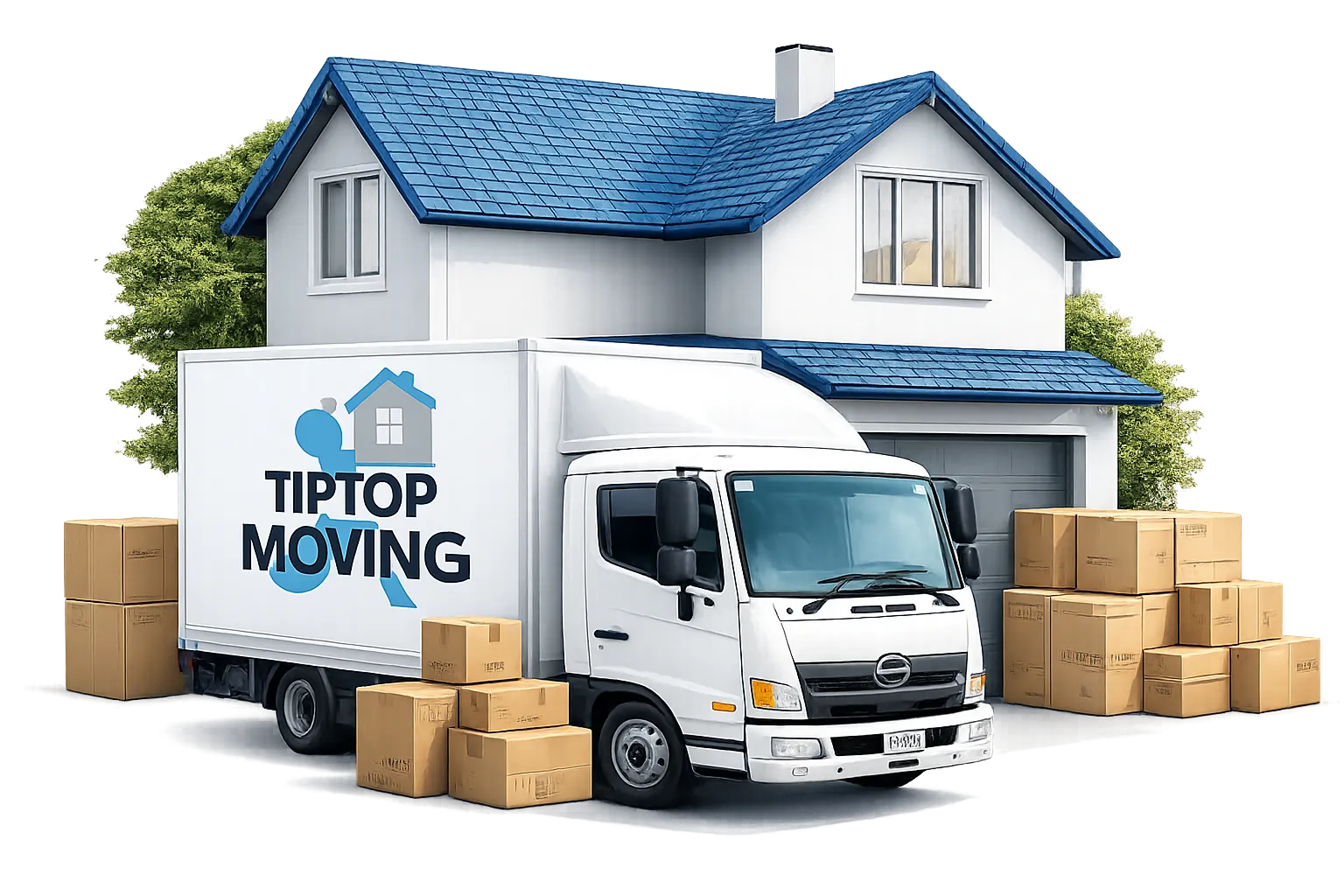 TipTop Moving — professional movers with truck and boxes